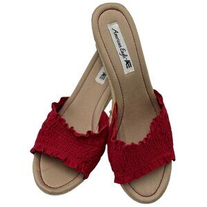 NEW American Womens 8.5 Eagle Red Sandals Platform Slide Sandals Resort Wear